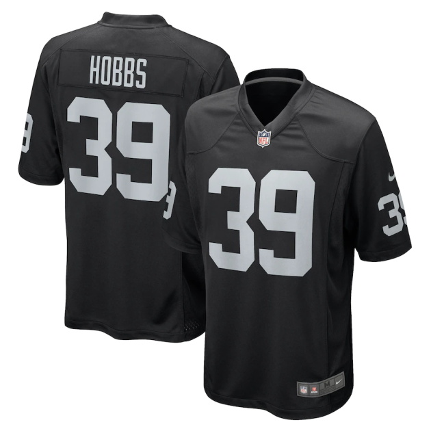 mens nike nate hobbs black las vegas raiders game jersey